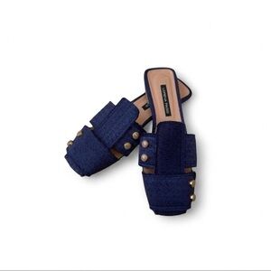 Lorenza Paggi Slip on Sandal Mules Woman's Size US 8/8.5 (39.5 EU) in Navy Blue